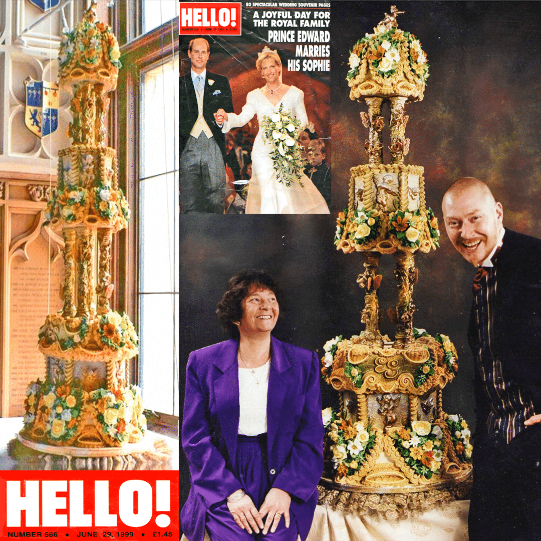 David with Mum Hilda & The Royal Wedding Cake as featured in HELLO!